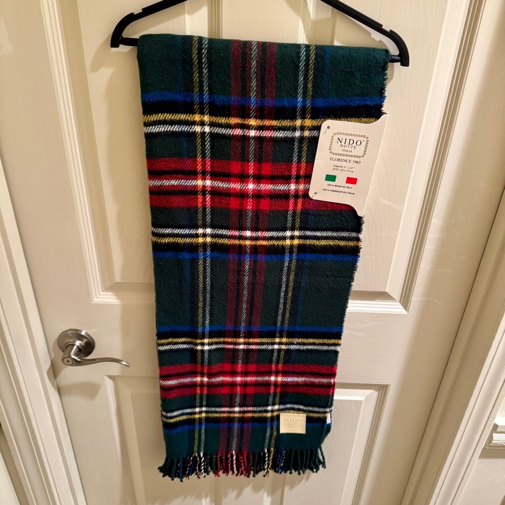 Nido Notte Italia Plaid Throw Blanket – Green / Navy / Red / Multicolor